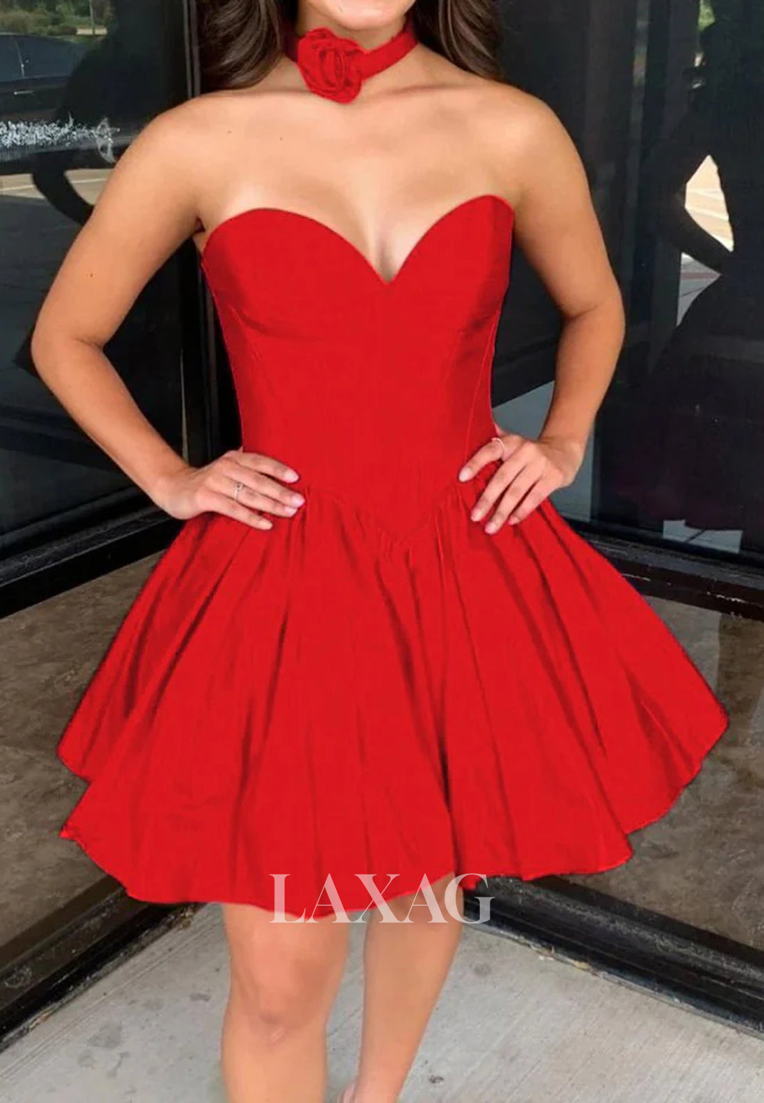 Off-Shoulder Sweetheart Sleeveless Satin Pleated A-Line Simple Party Homecoming Dress