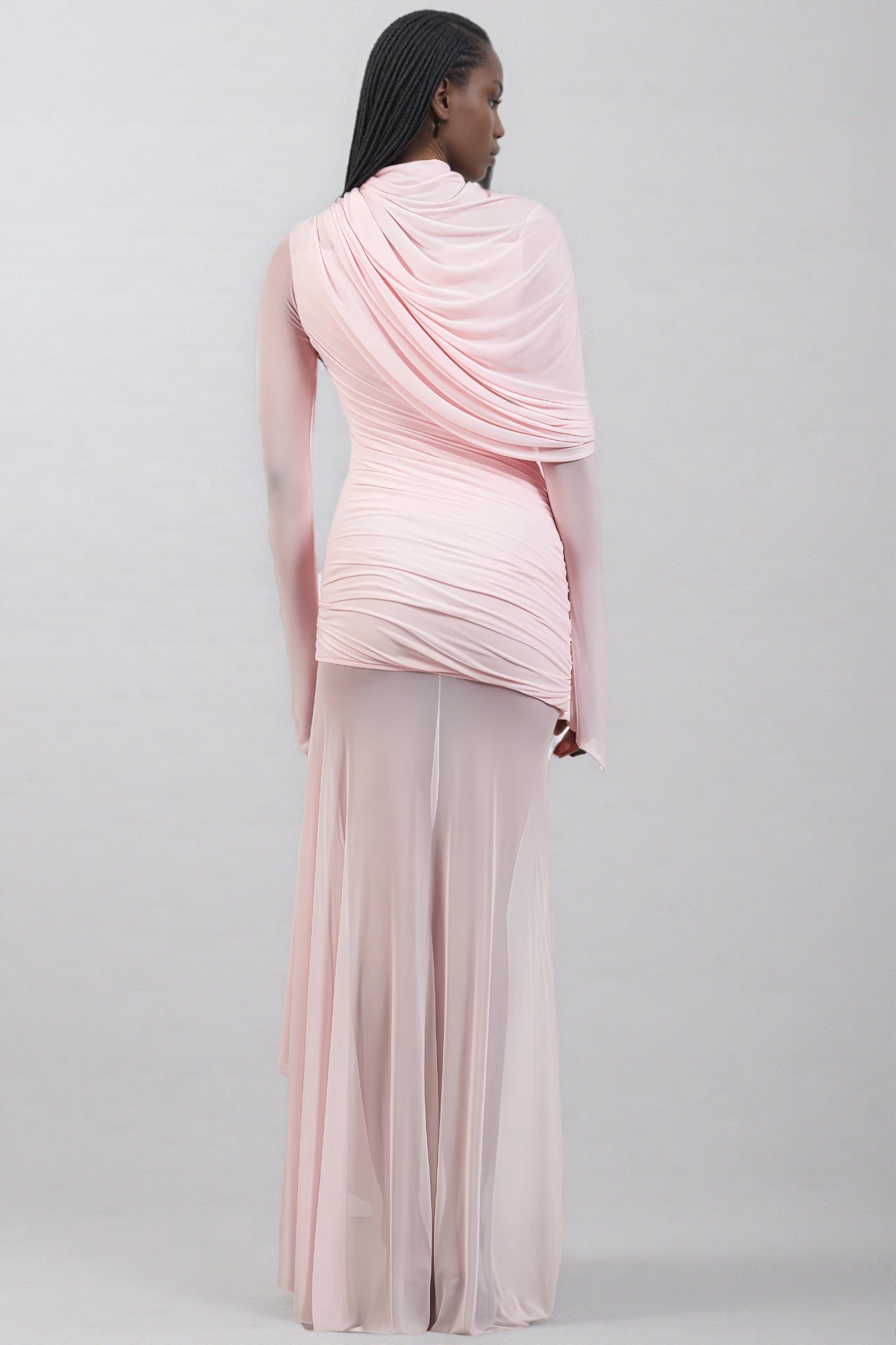 Sorety Pink Irregular Mesh Maxi Dress - View 5