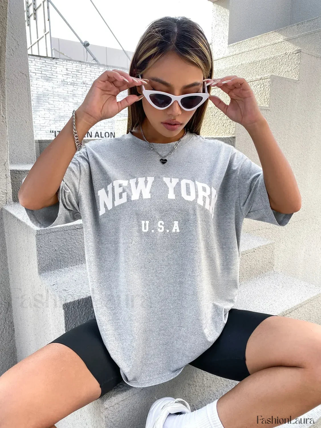 100% Cotton USA New York Letter Print T-Shirt