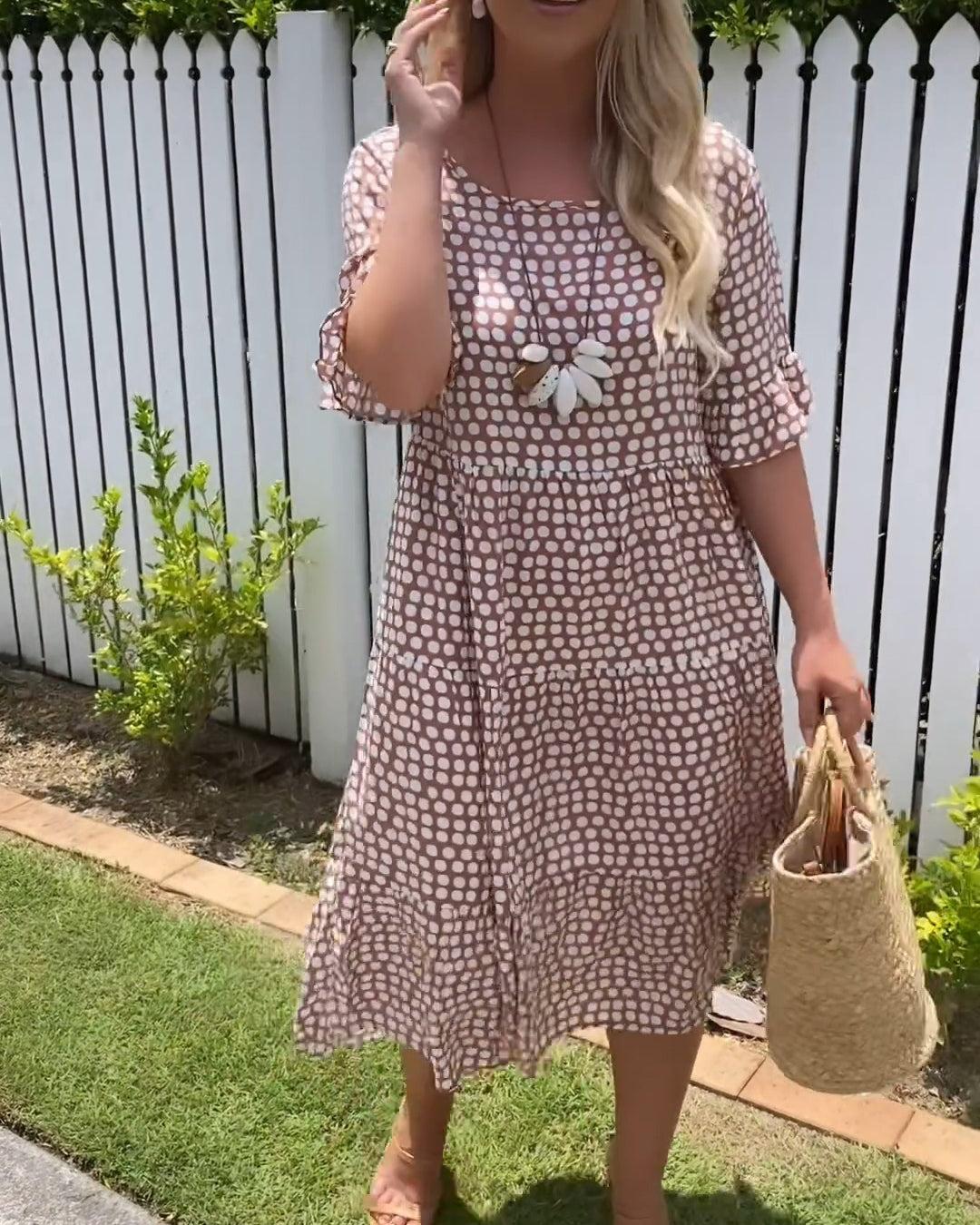 Rebecca - Casual Chic Ruffle Sleeve Midi Dress 3XL