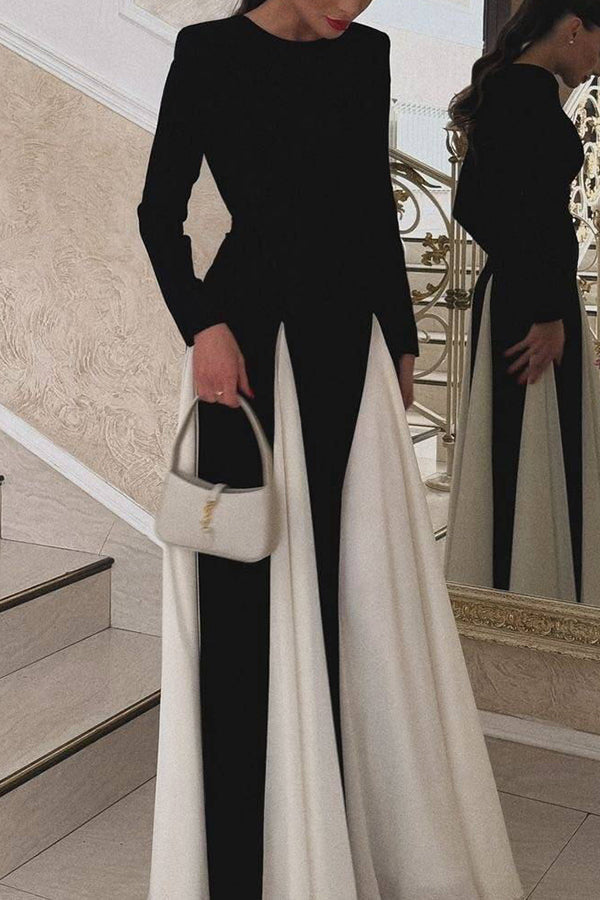 Getting Glam and Elegant Panelled Tulle Long Sleeve A-line Maxi Dress - View 2