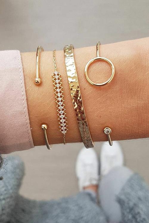 Round Beads Irregular Bracelet Set