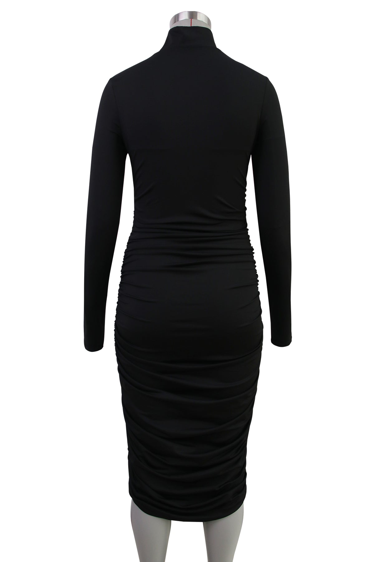 Turtleneck Long Sleeve Ruched Bodycon Midi Dress 7