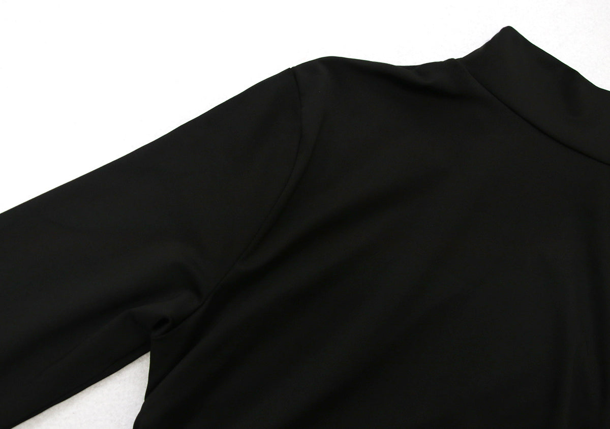 Turtleneck Long Sleeve Ruched Bodycon Midi Dress 9