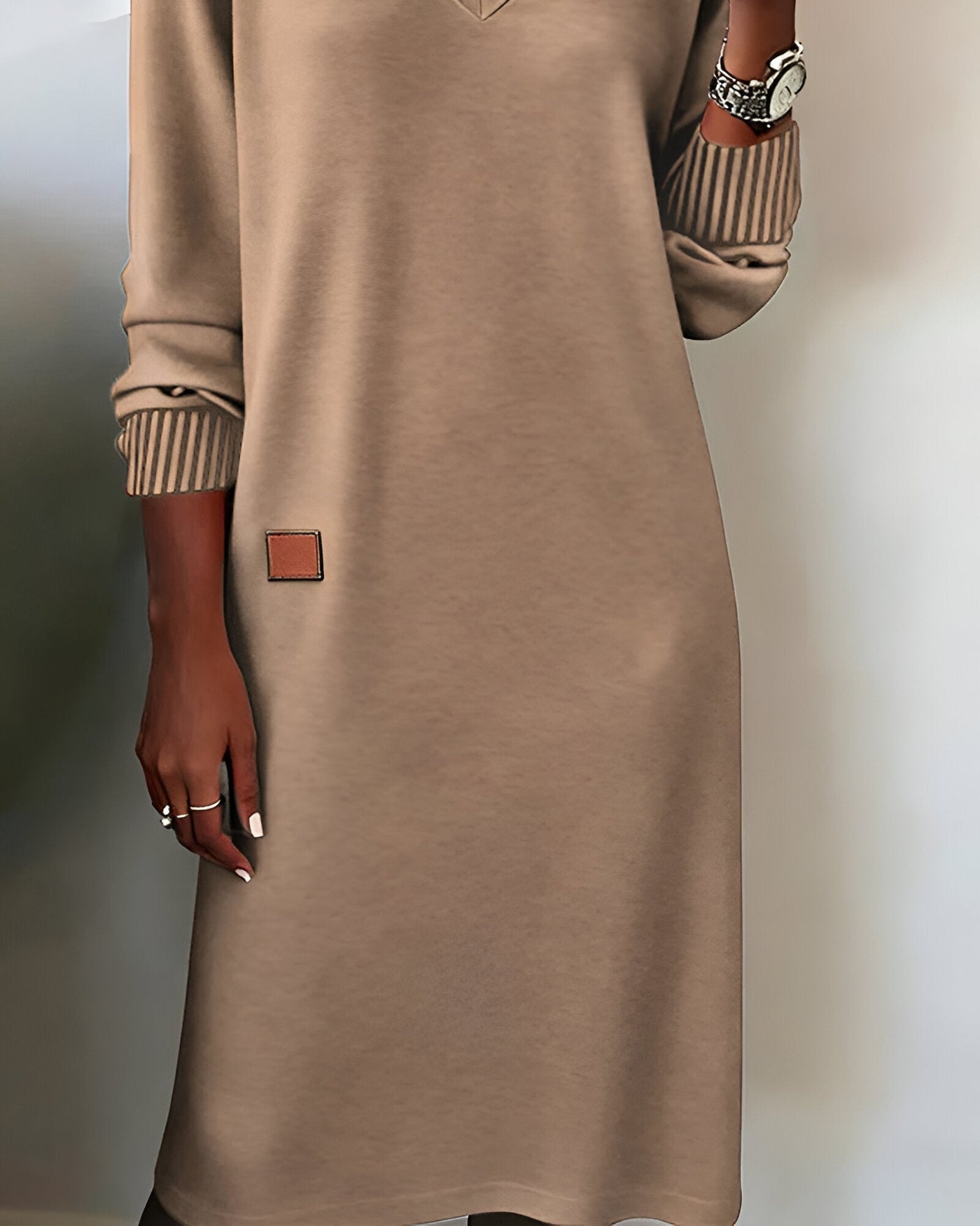 V-Neck Long Sleeve Knit Sweater Mini Dress 7