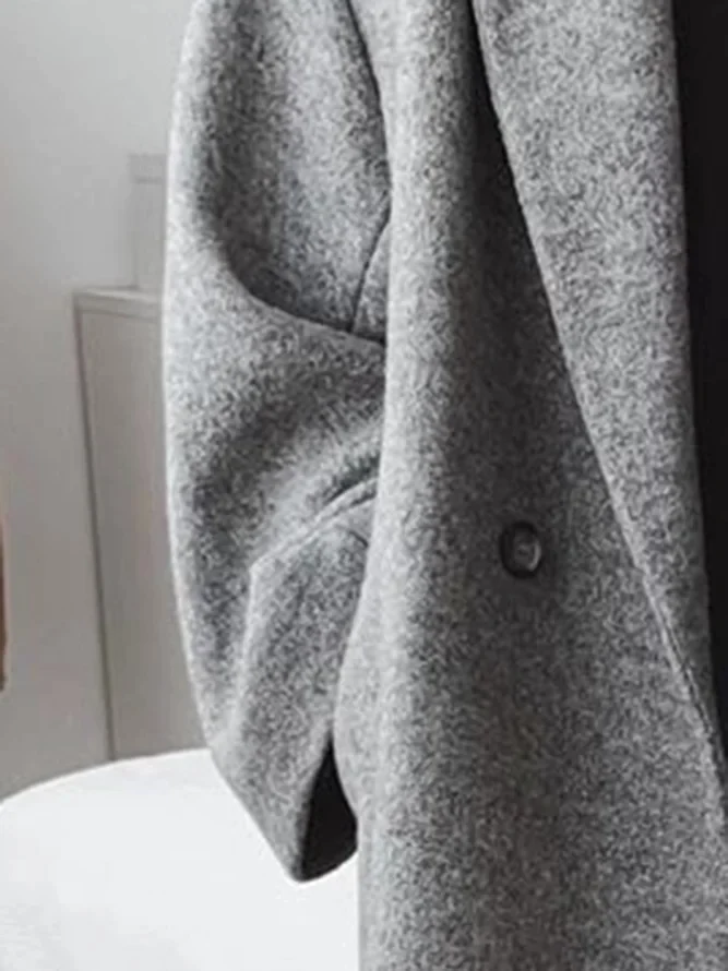 Notch Lapel Double Breasted Longline Wool Coat