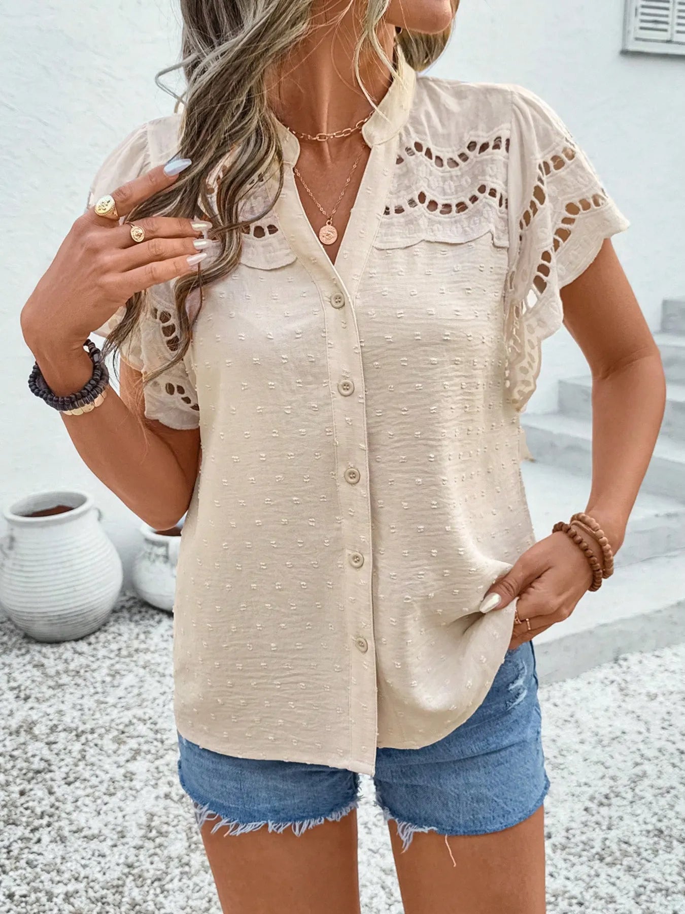 Marianna Aesthetic Casual Button Up Sundress Blouse Chic Silhouette Collection