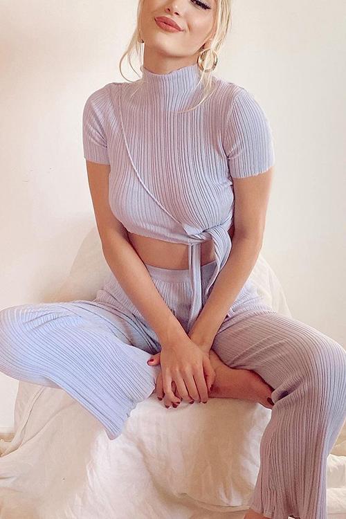 Knot Short Sleeve Pants Set