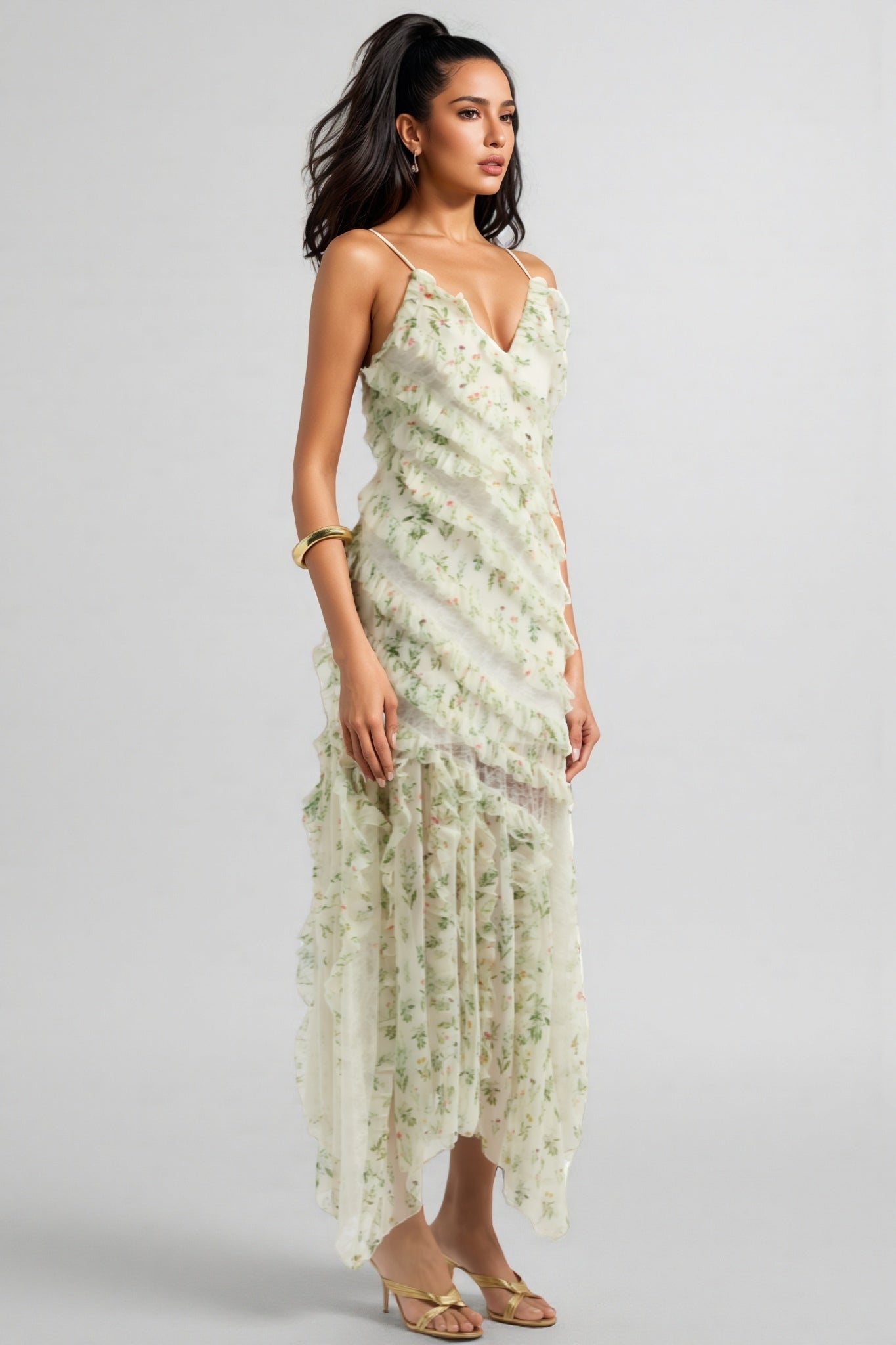 Kaira Floral Print Chiffon Maxi Dress - View 2