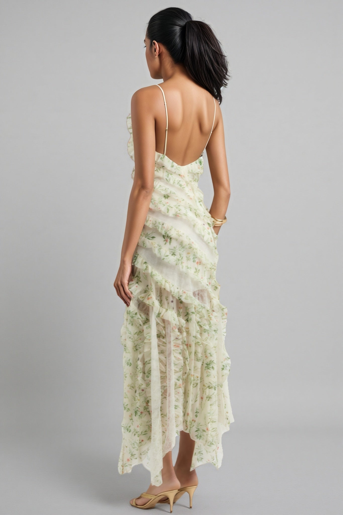Kaira Floral Print Chiffon Maxi Dress - View 3