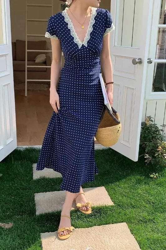 Polka Dot Lace Maxi Dress - View 2