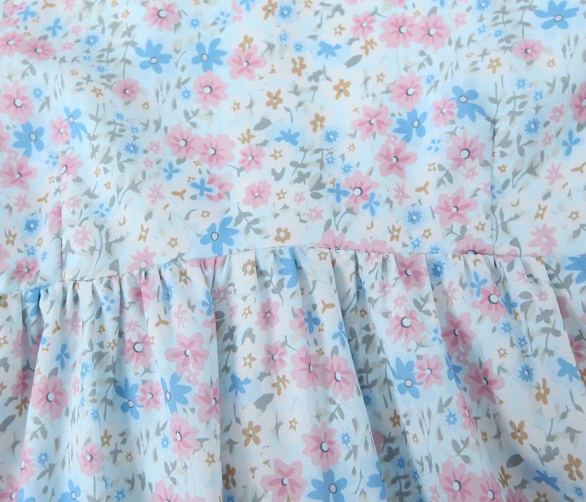 Floral Print Sweetheart Neck Puff Short Sleeve Babydoll Mini Dress 10