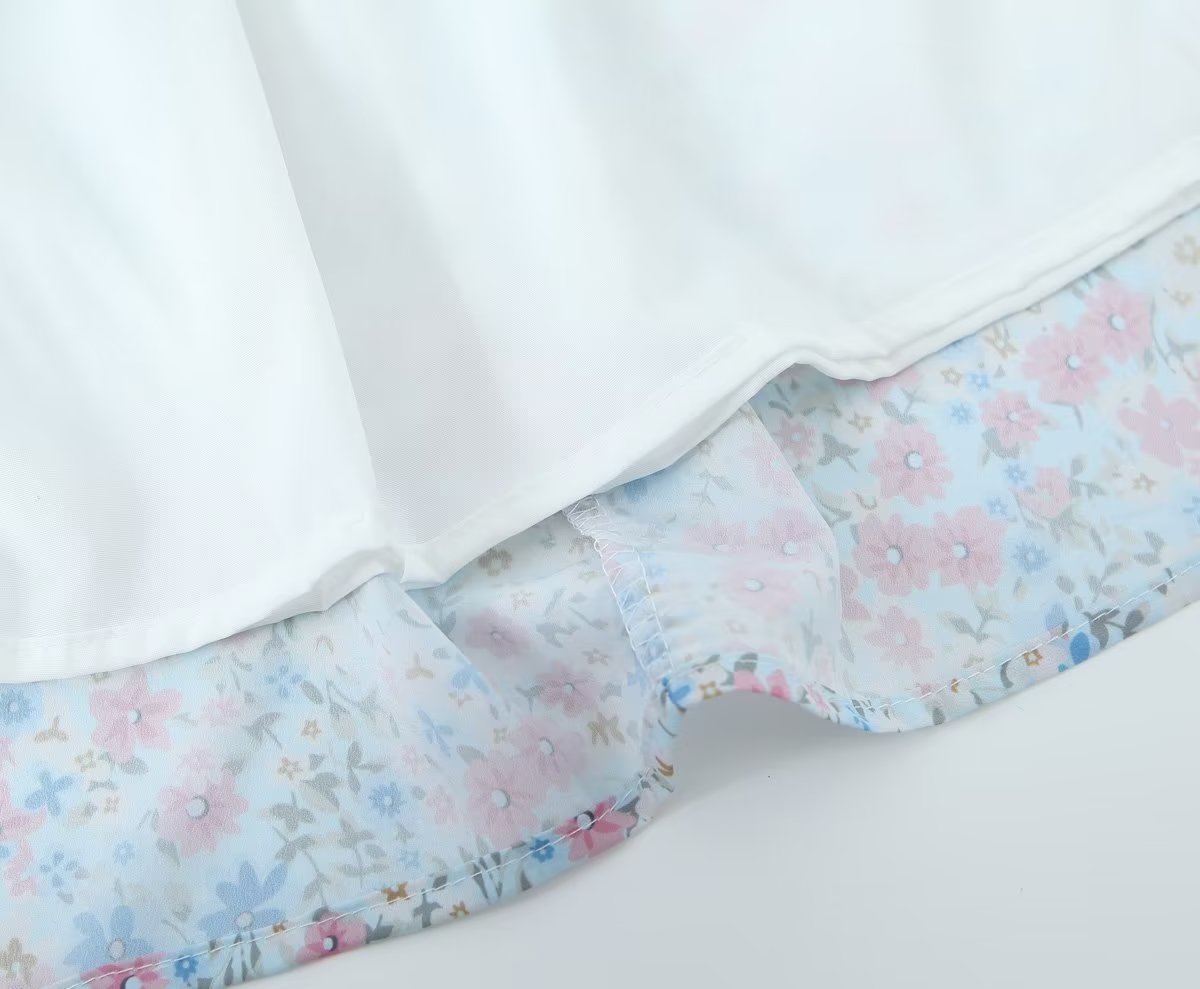 Floral Print Sweetheart Neck Puff Short Sleeve Babydoll Mini Dress 14