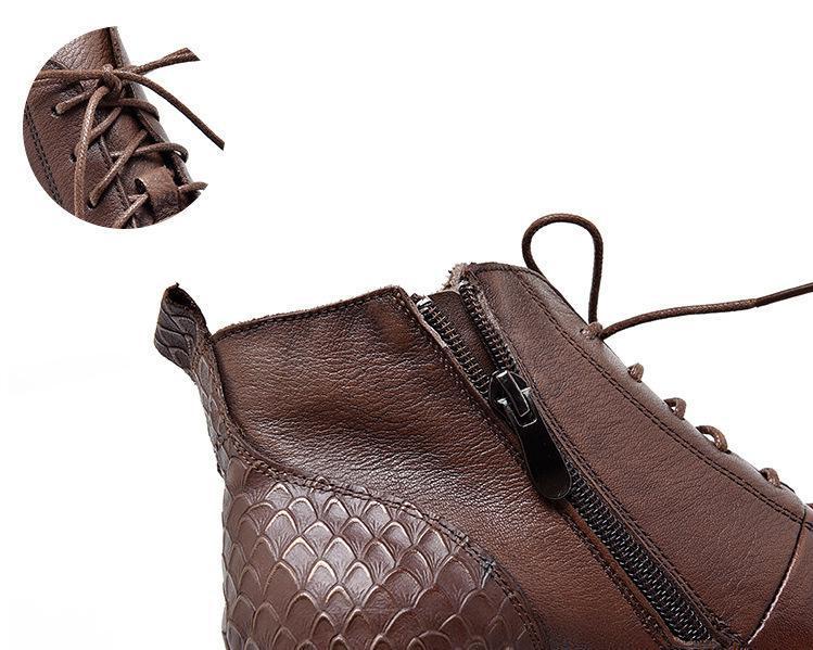 Genuine Leather 2021 New Ankle Shoes Women Boots Zip Round Toe Concise Retro Sewing Ladies Boots