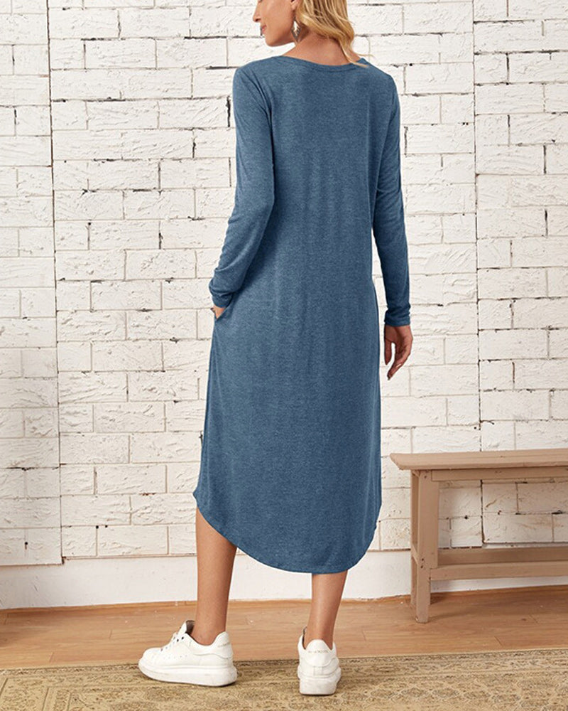 Mies Autumn and Long Sleeve, Loosely Curved Dress for Women
