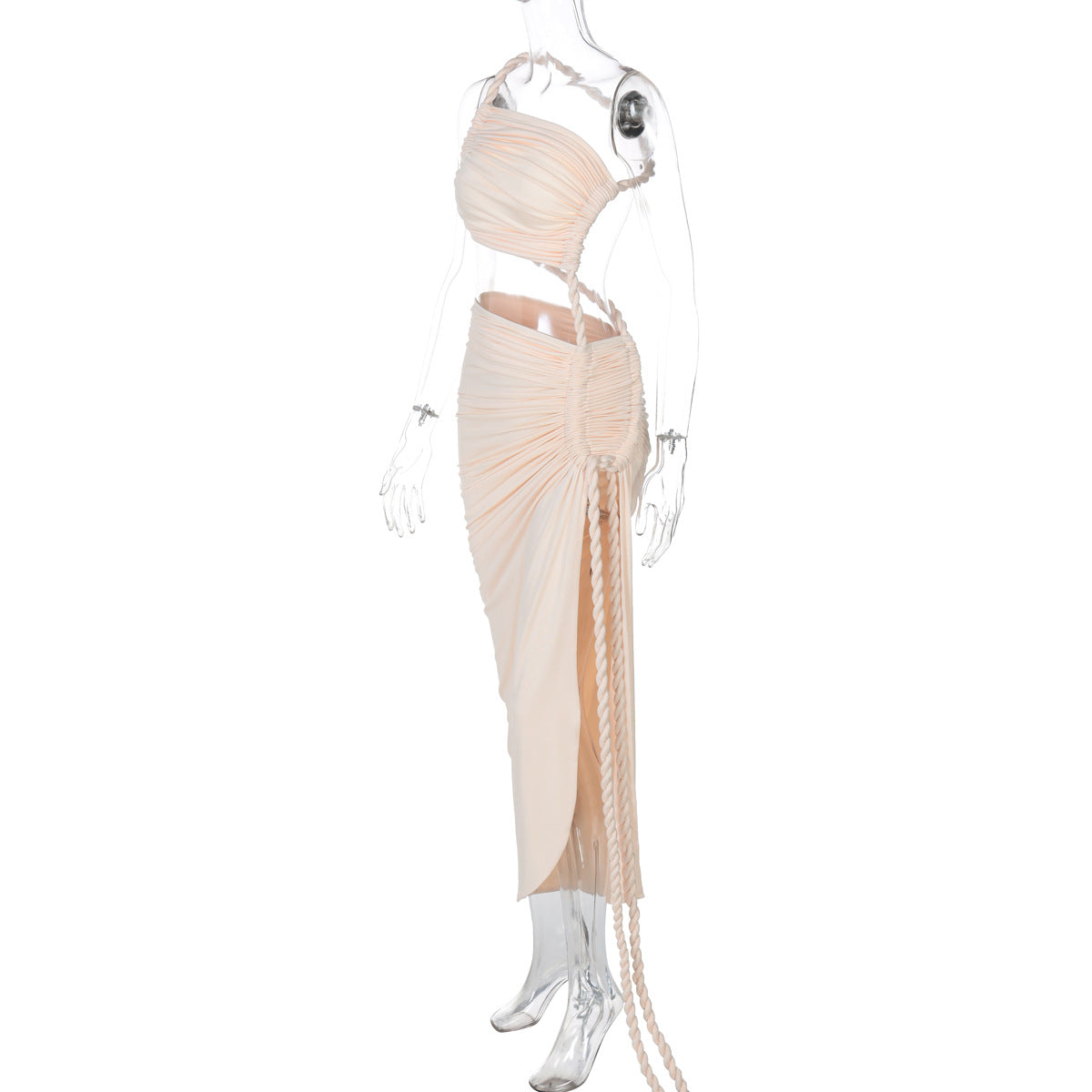 Delia Asymmetrical Dress Beige