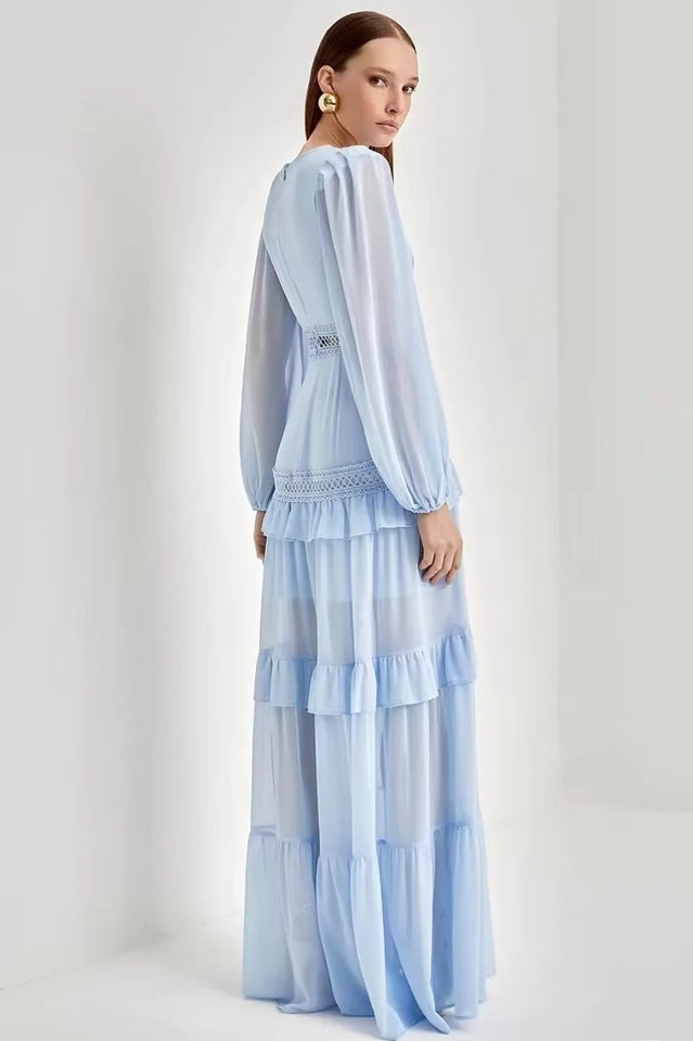 Lorie Long Sleeve Ruffle Gown 10