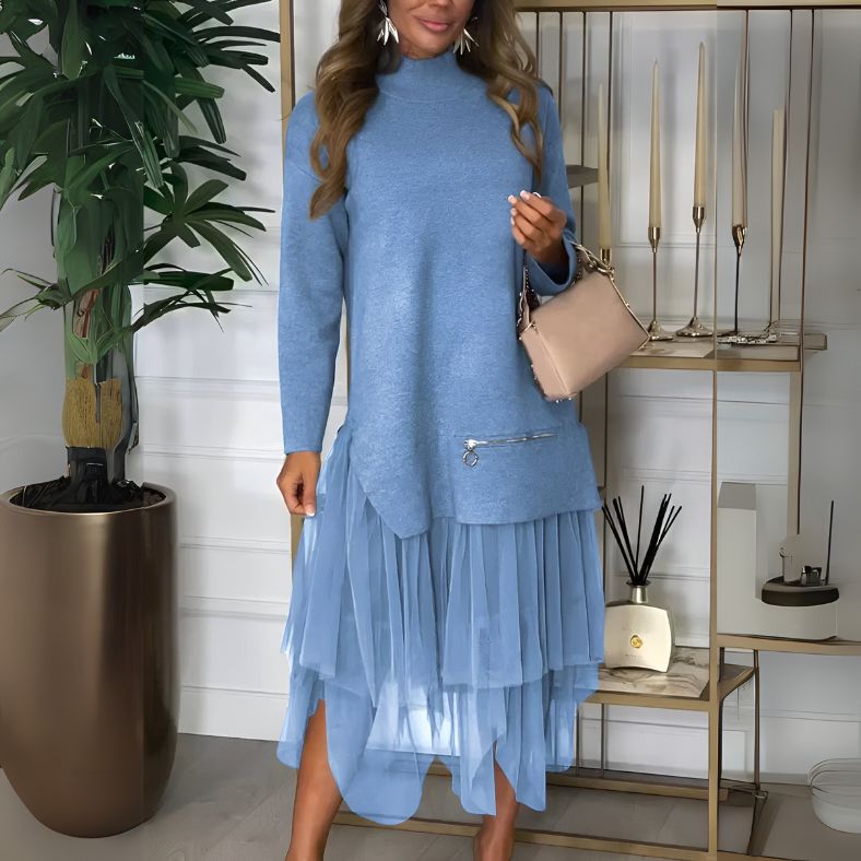 Exclusive Fiona Women's Midi Dress with Transparent Layers Boutique Collection