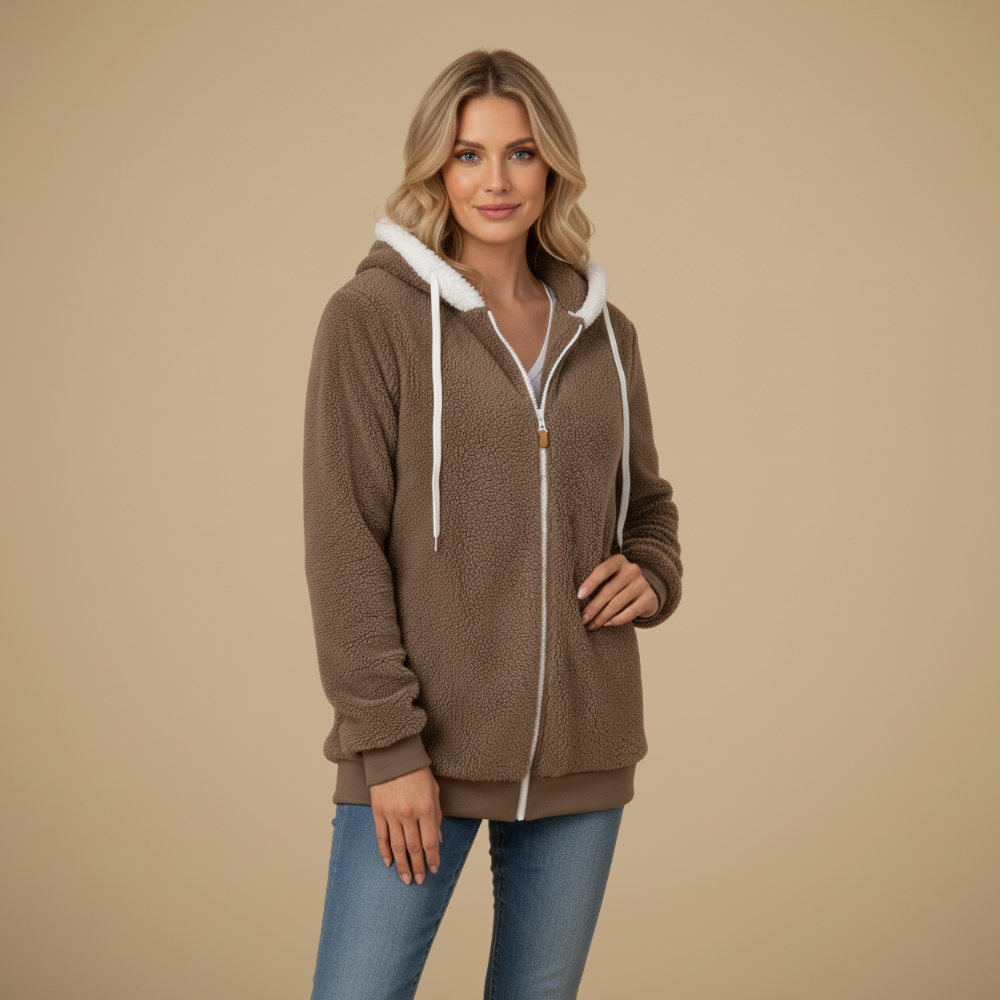 Women's Loose-Fit Fleece Hooded Jacket