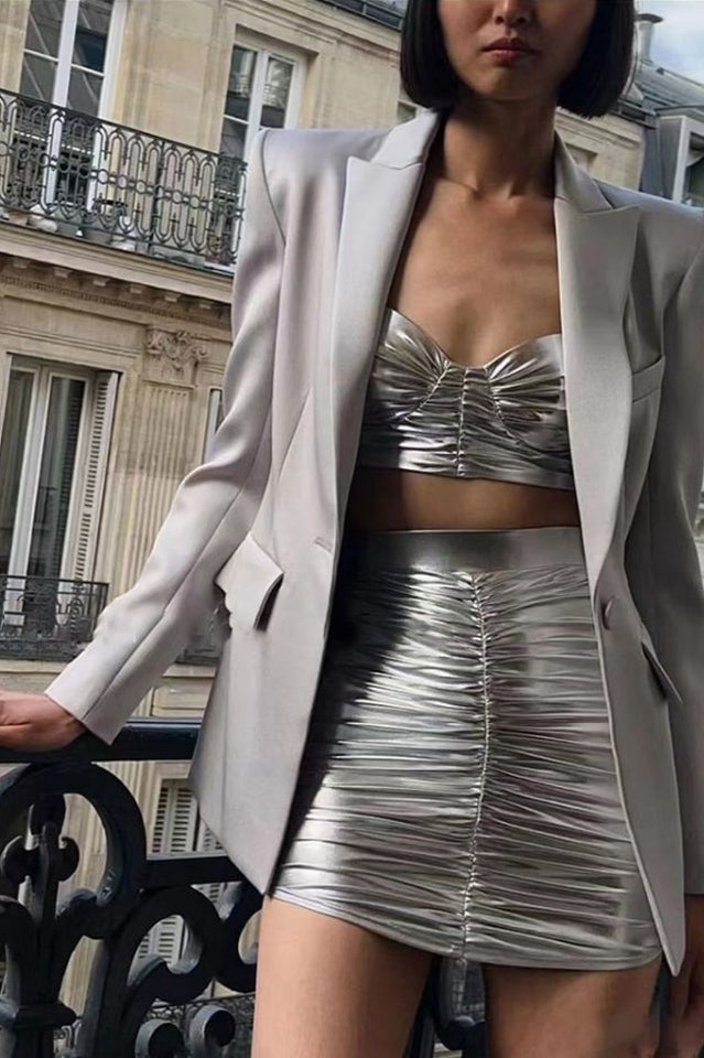 Bauer Ruched Bralette + Riley Skirt Set