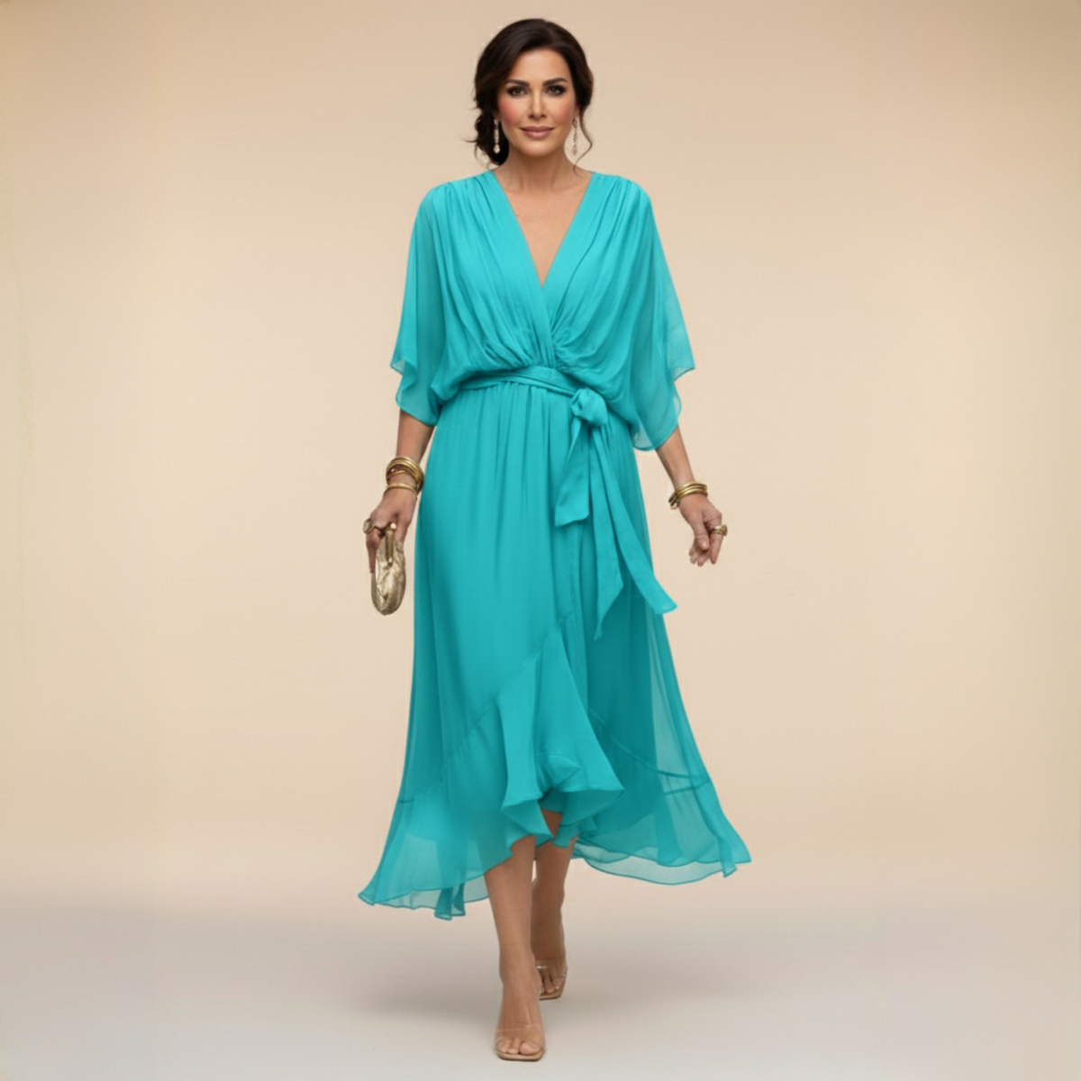 Opal | V-Neck Elegant Midi Dress
