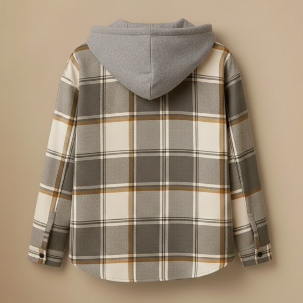 Chic Plaid Hooded Jacket – Relaxed Casual Fit