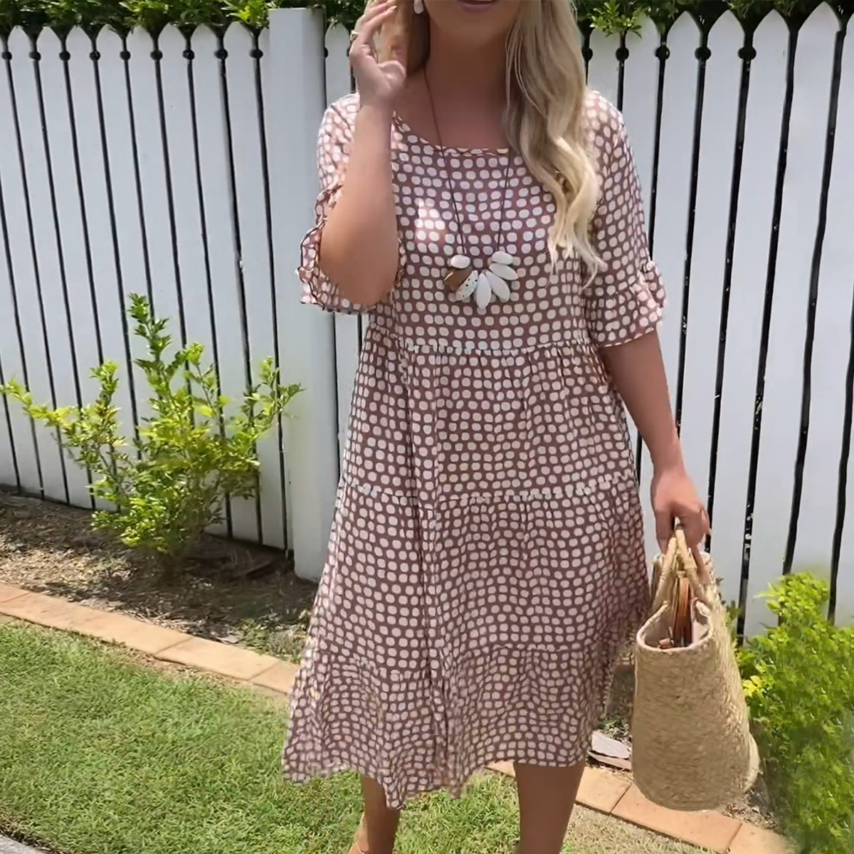 Rebecca - Casual Chic Ruffle Sleeve Midi Dress 2XL