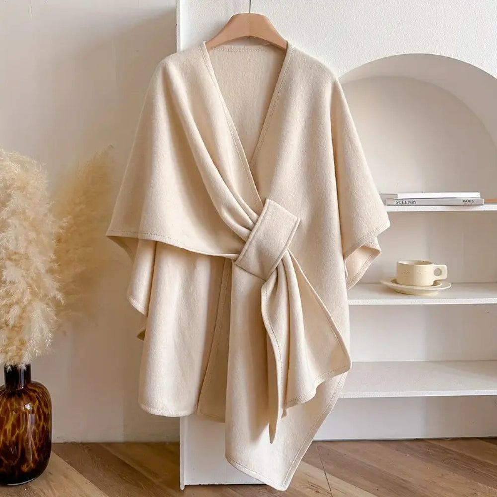 Open Front Draped Wrap Poncho Cape