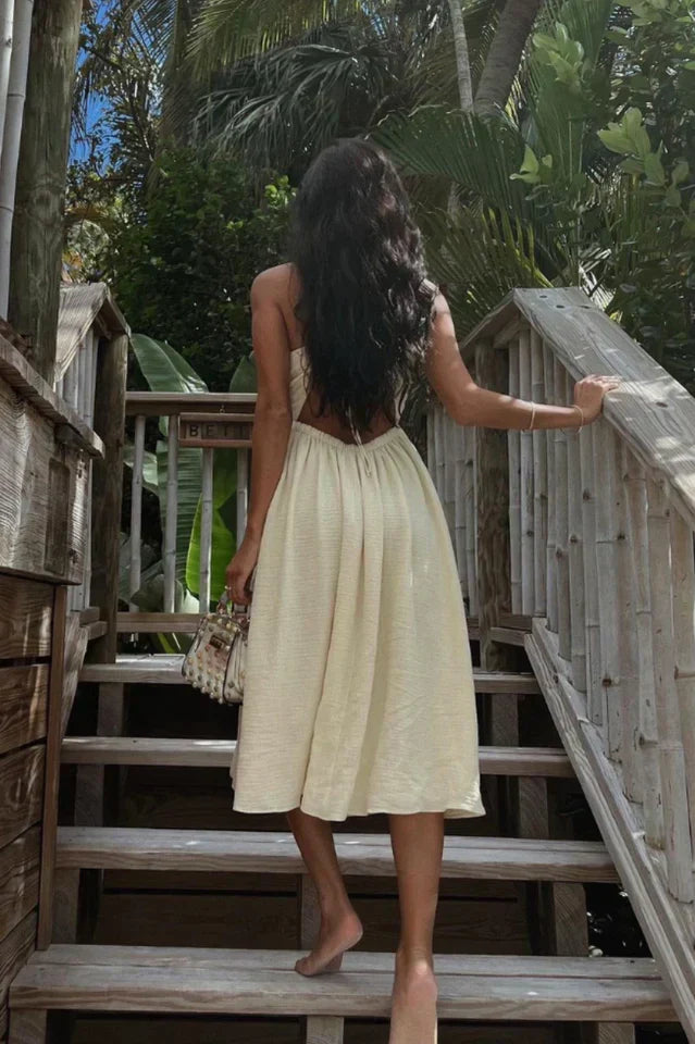 Cut Out Deep V-Neck Spaghetti Strap High Split Maxi Dress 2