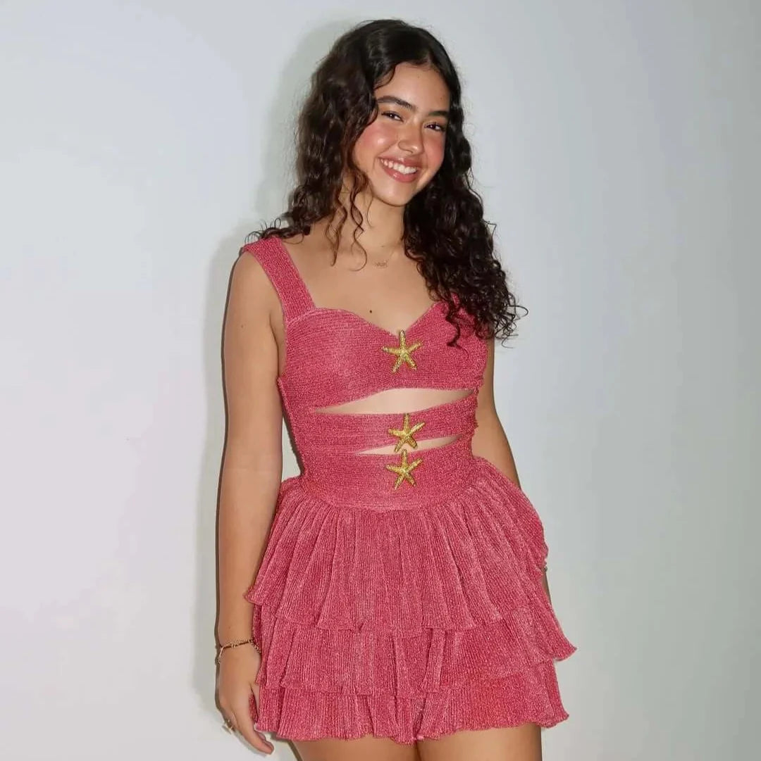 Sweetheart Cut Out Tiered Pleated Mini Dress 9