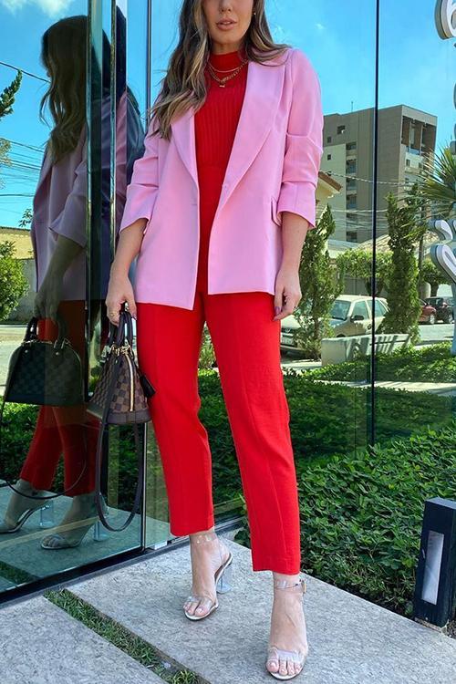 Button Wine Red Blazer