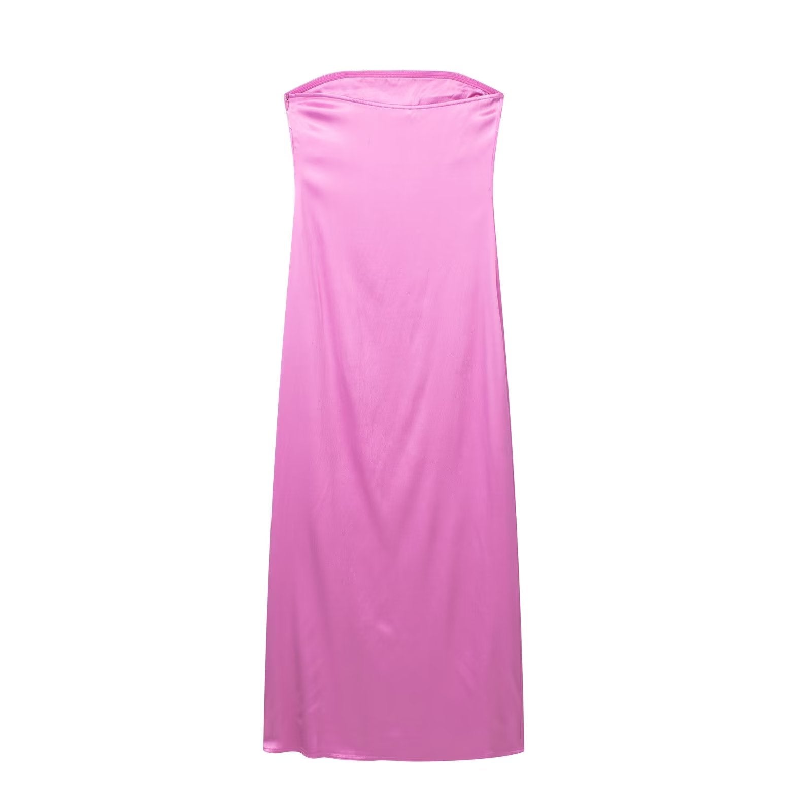 Satin Strapless Column Maxi Dress