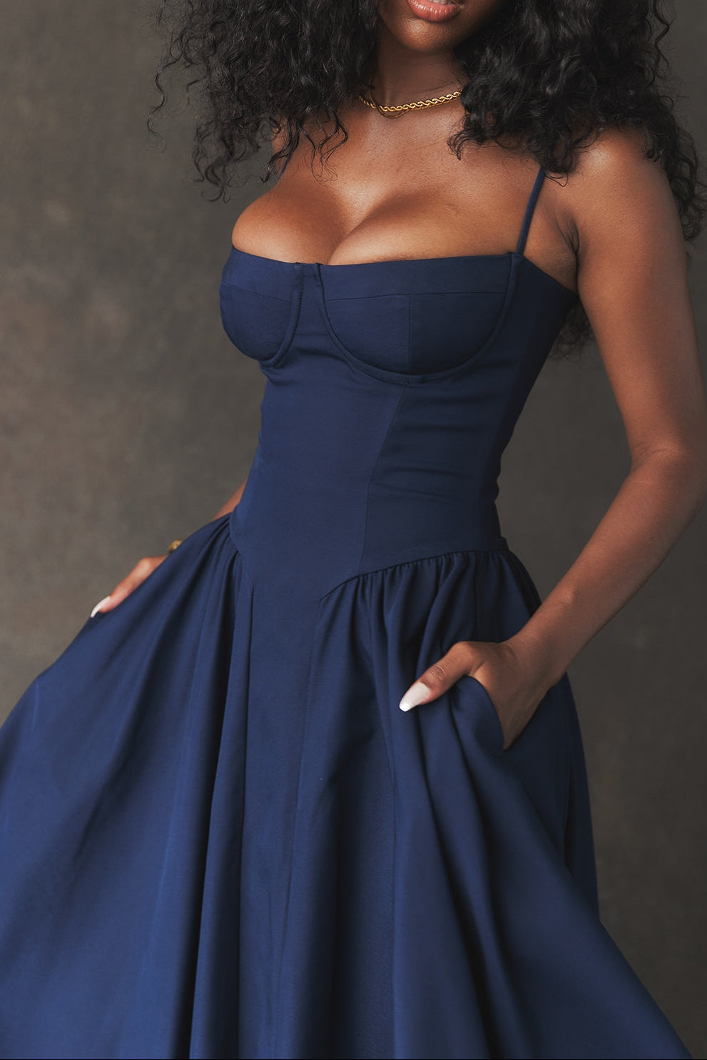 Square Neck Cap Sleeve Fit and Flare Midi Dress 29