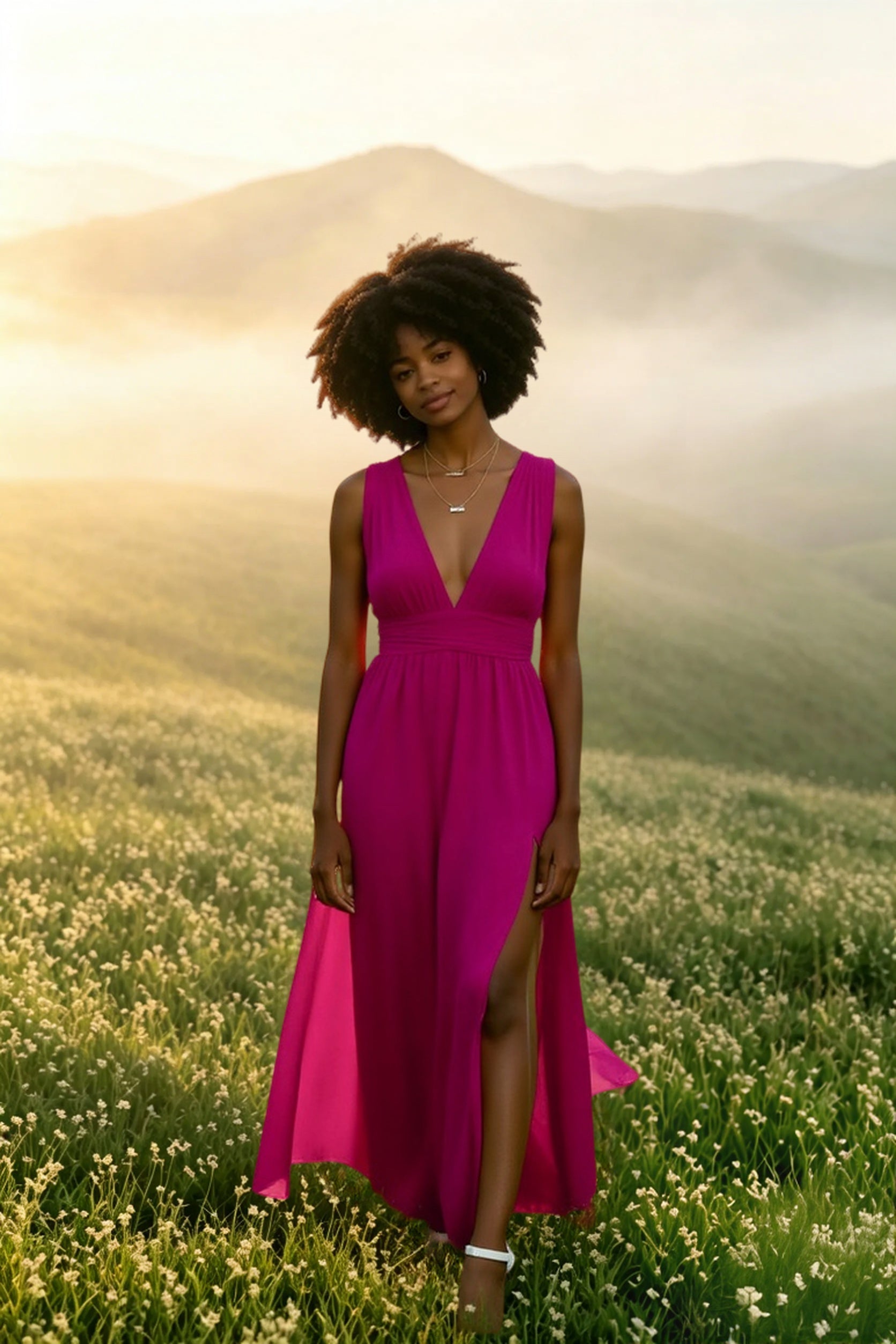 Deep V-Neck Dress