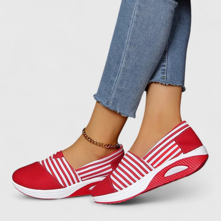 Striped Slip On Platform Wedge Sneakers