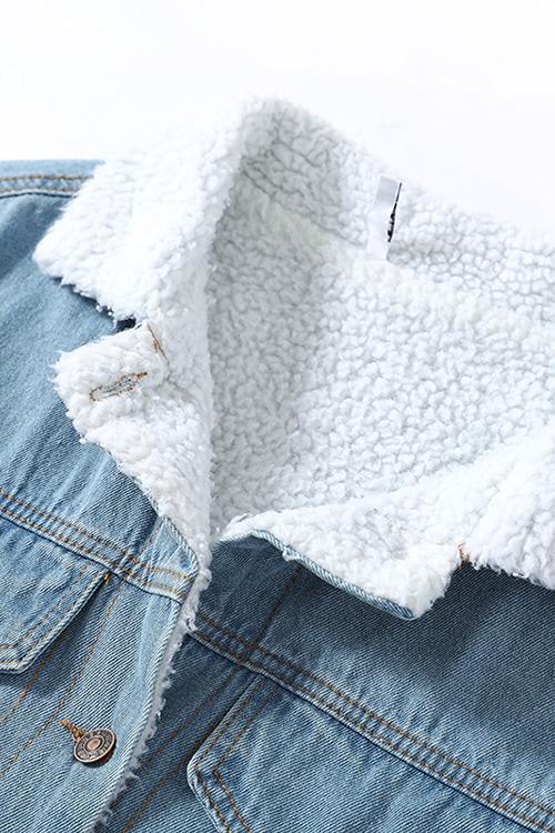 Sherpa Fleece Denim Trench Coat