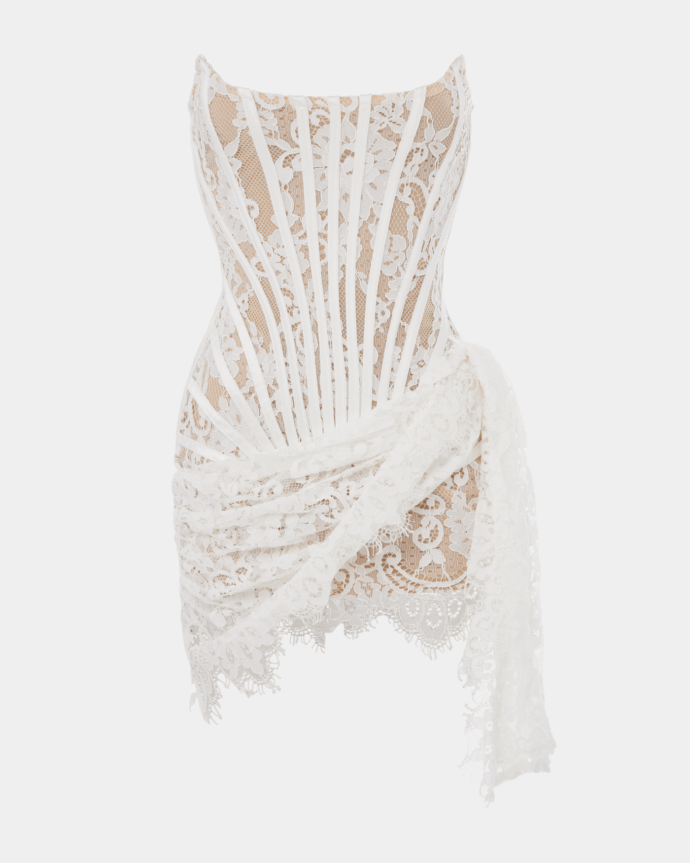 Lace Strapless Corset Mini Dress