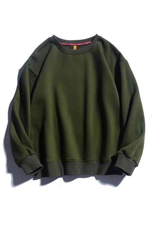 Solid O Neck Long Sleeve Hoodie