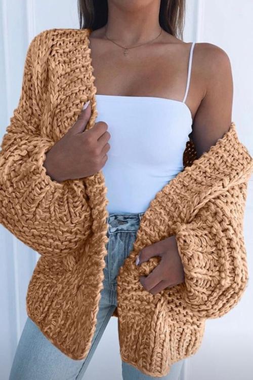 Puff Sleeve Loose Cardigan
