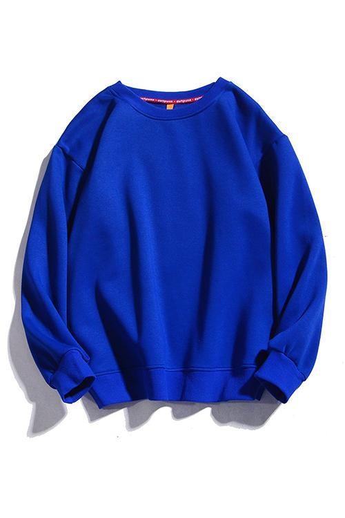 Solid O Neck Long Sleeve Hoodie