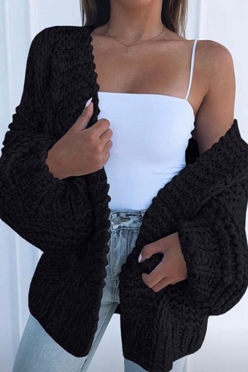 Puff Sleeve Loose Cardigan