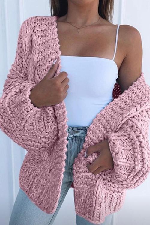 Puff Sleeve Loose Cardigan