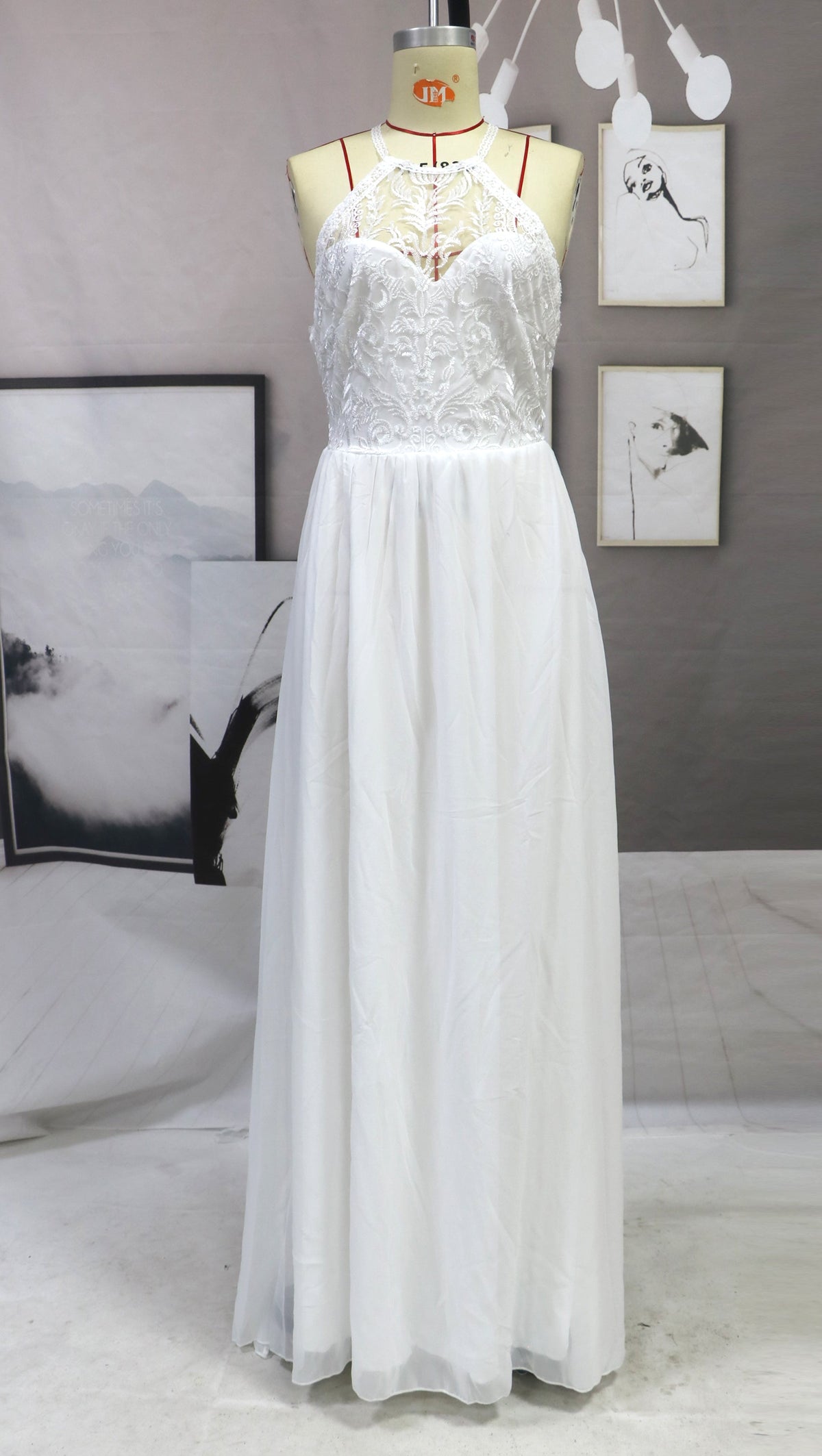 Dress Sleeveless Halter Wedding Dress Slim Fit Maxi Dress - View 4