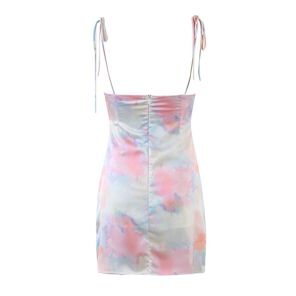 Women Clothing Sexy Tie Dyed Printing Slip Dress Sheath Dress