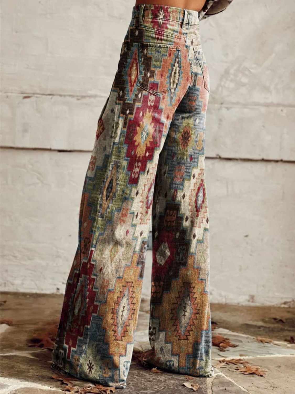 Aztec Print High Waist Wide Leg Pants
