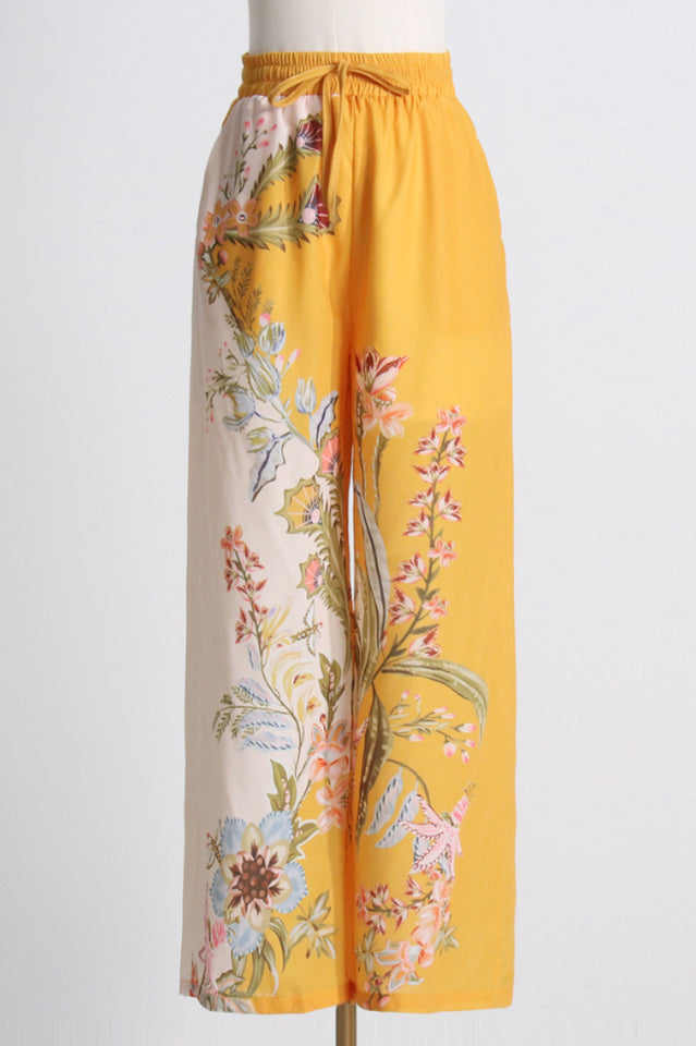 Floral Print Long Sleeve Button Shirt and Wide Leg Pants Two Piece Set 12