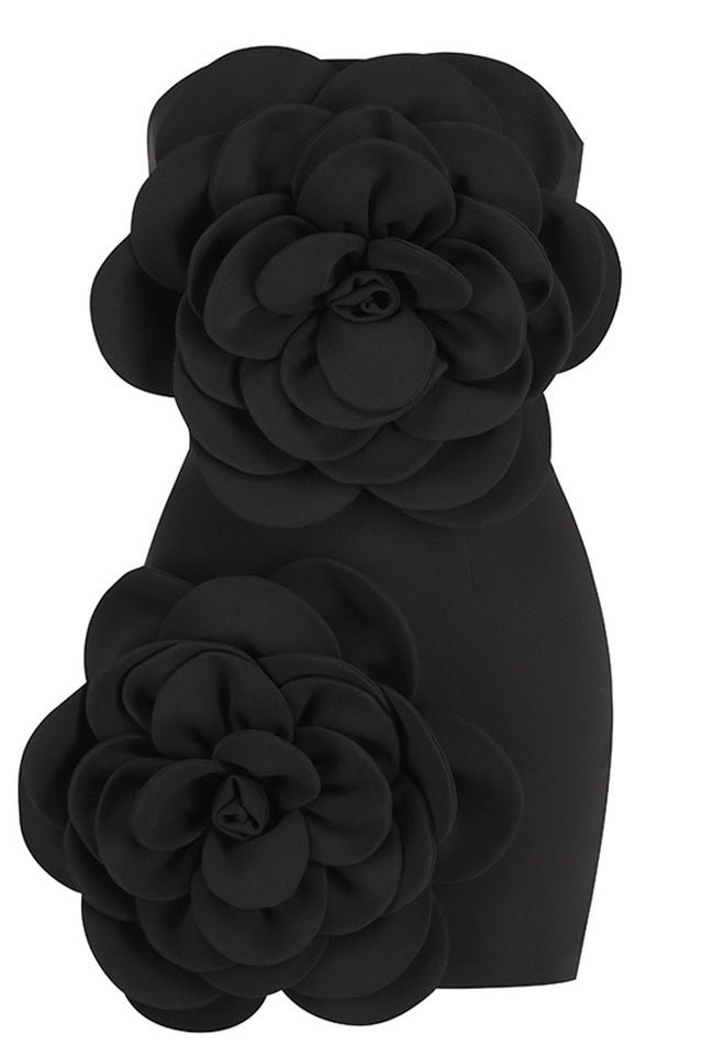 3D Floral Strapless Bodycon Mini Dress