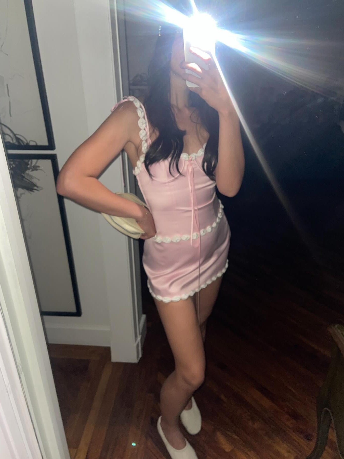 Cute Sheath Spaghetti Straps Pink Short Homecoming Dress with Appliques