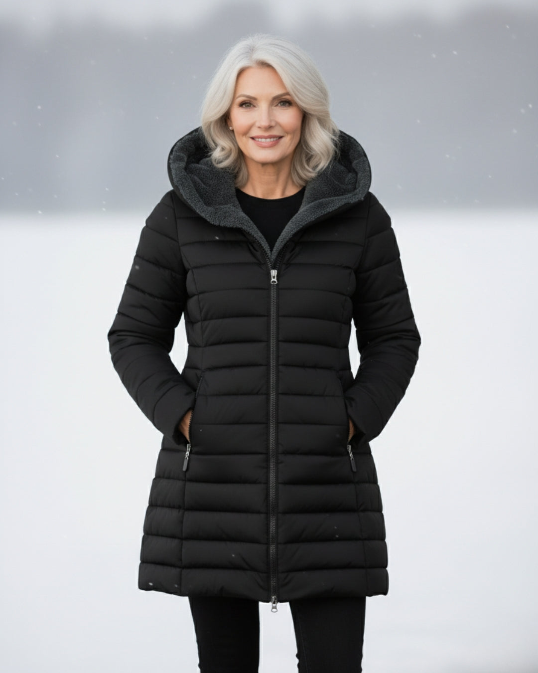Hooded Faux Fur Lined Quilted Longline Puffer Coat