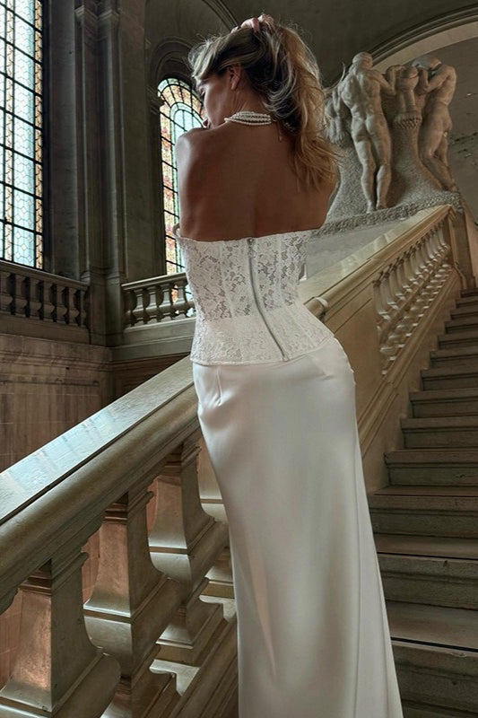 Lace Corset Sweetheart Strapless Mermaid Gown
